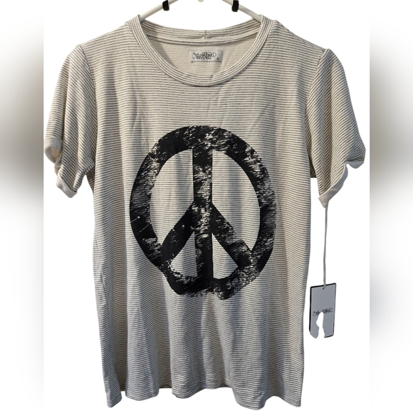 NWT Lauren Moshi Peace Sign Striped shirt - Picture 3 of 9